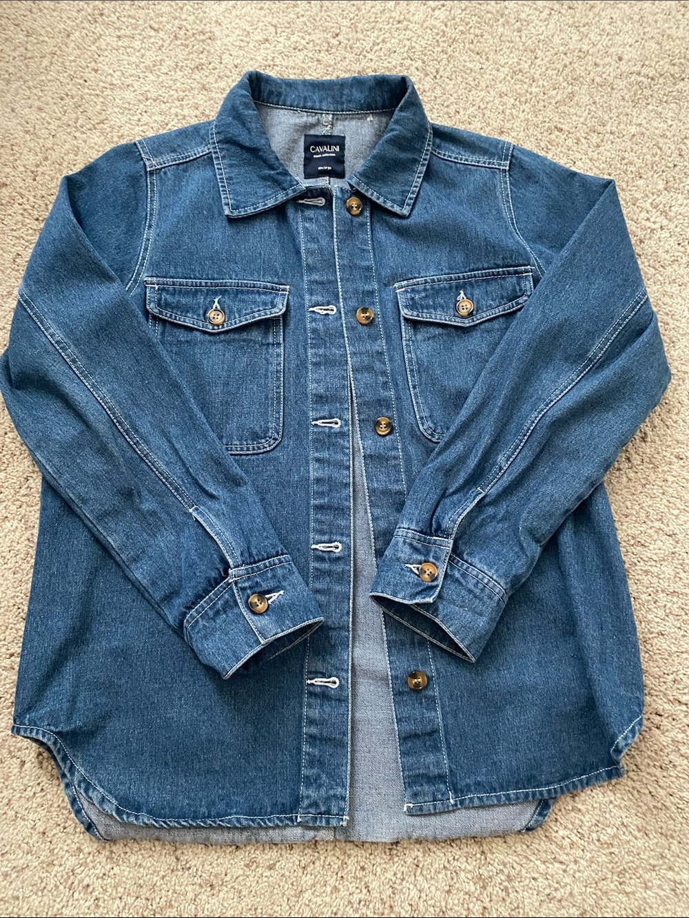 Cavalini Women's Dark Blue Denim Button-Front Jacket - Picture 1 of 6